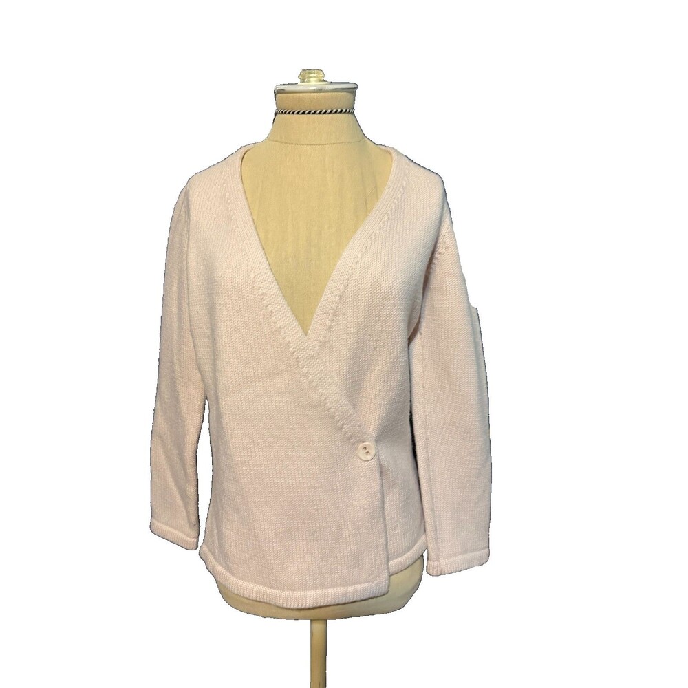 Imax Spa Italy Pink Sweater Coat Virgin Wool Side Button Made in Size 42 Medium